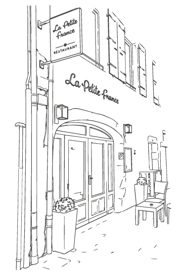 Façade en croquis du restaurant La Petite France à Montélimar